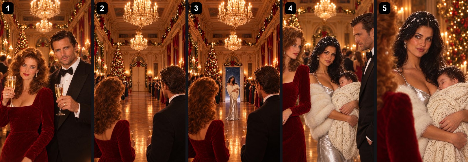 The five numbered opening pictures of Part 1 in the 90s film look
