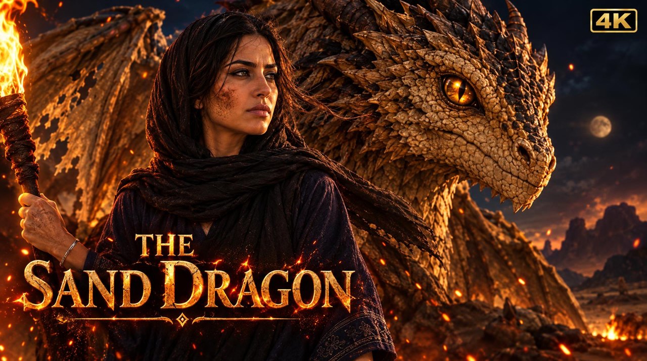 AI movie poster for The Sand Dragon made in Claude
